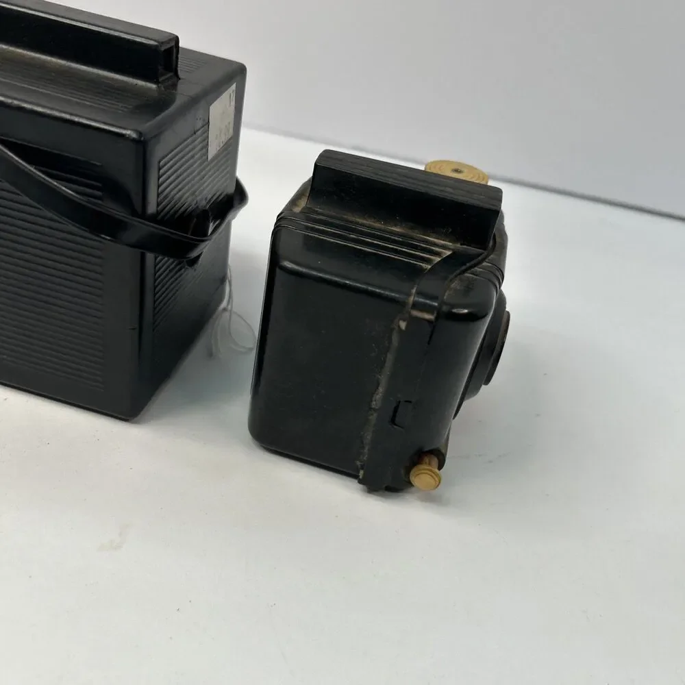 Vintage Art Deco Box Camera Lot Herco Imperial 620 & Antique Falcon Miniature